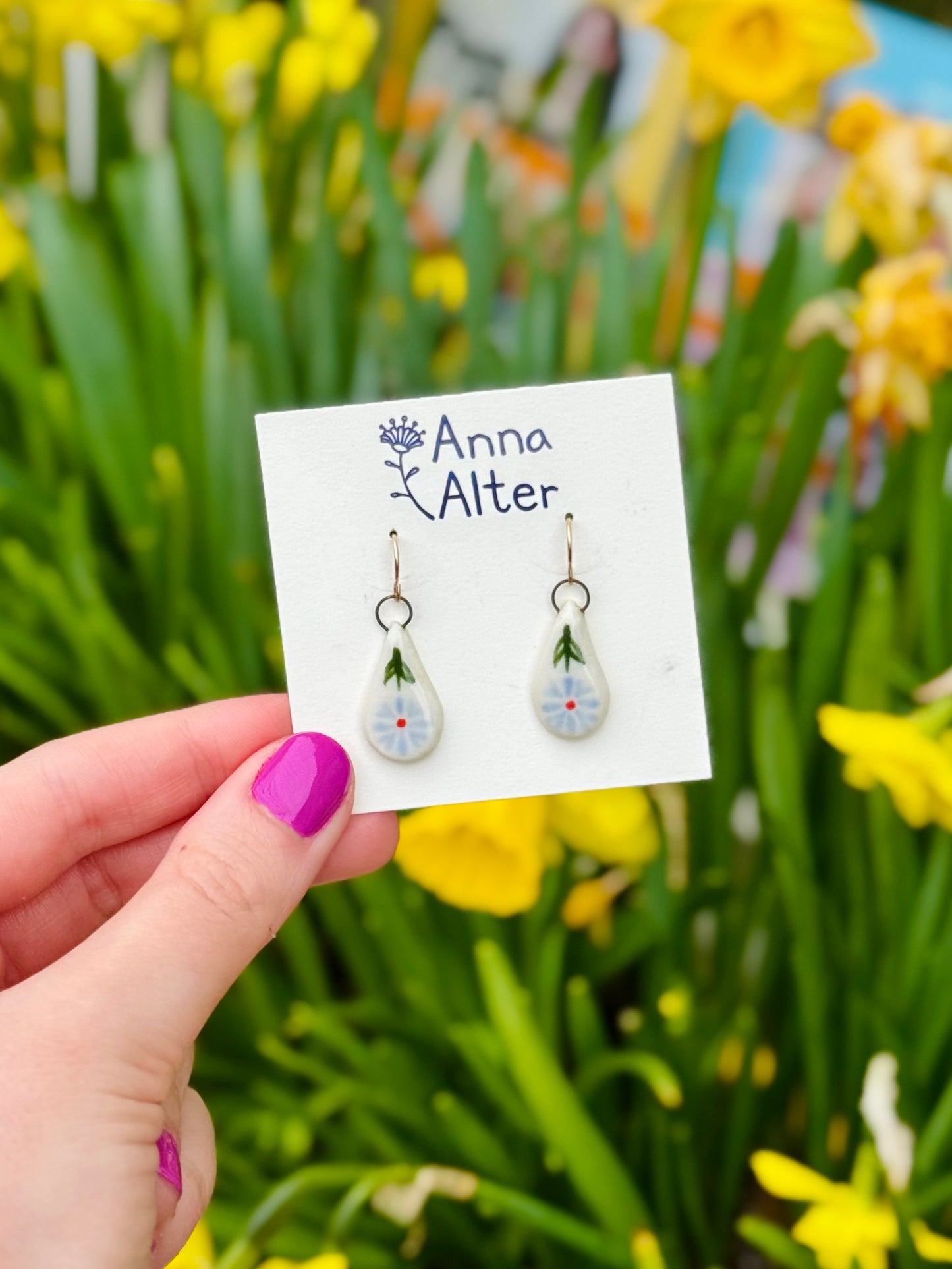 Porcelain Painted Earrings - Anna Alter