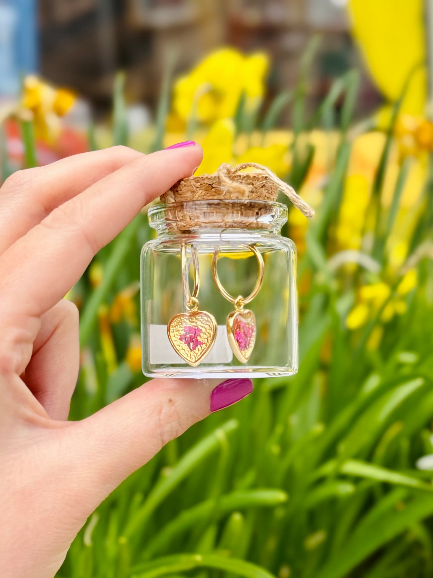 Floral Heart Hoops- Sir Milky Quartz