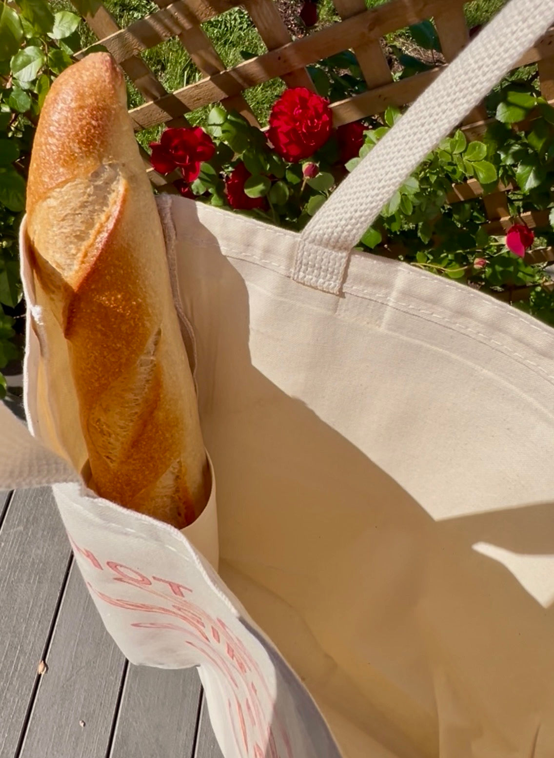 Hot Girls Eat Bread Tote Bag with Interior Baguette Pocket 🥖
