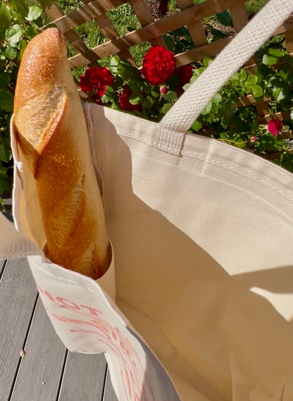 Hot Girls Eat Bread Tote Bag with Interior Baguette Pocket 🥖