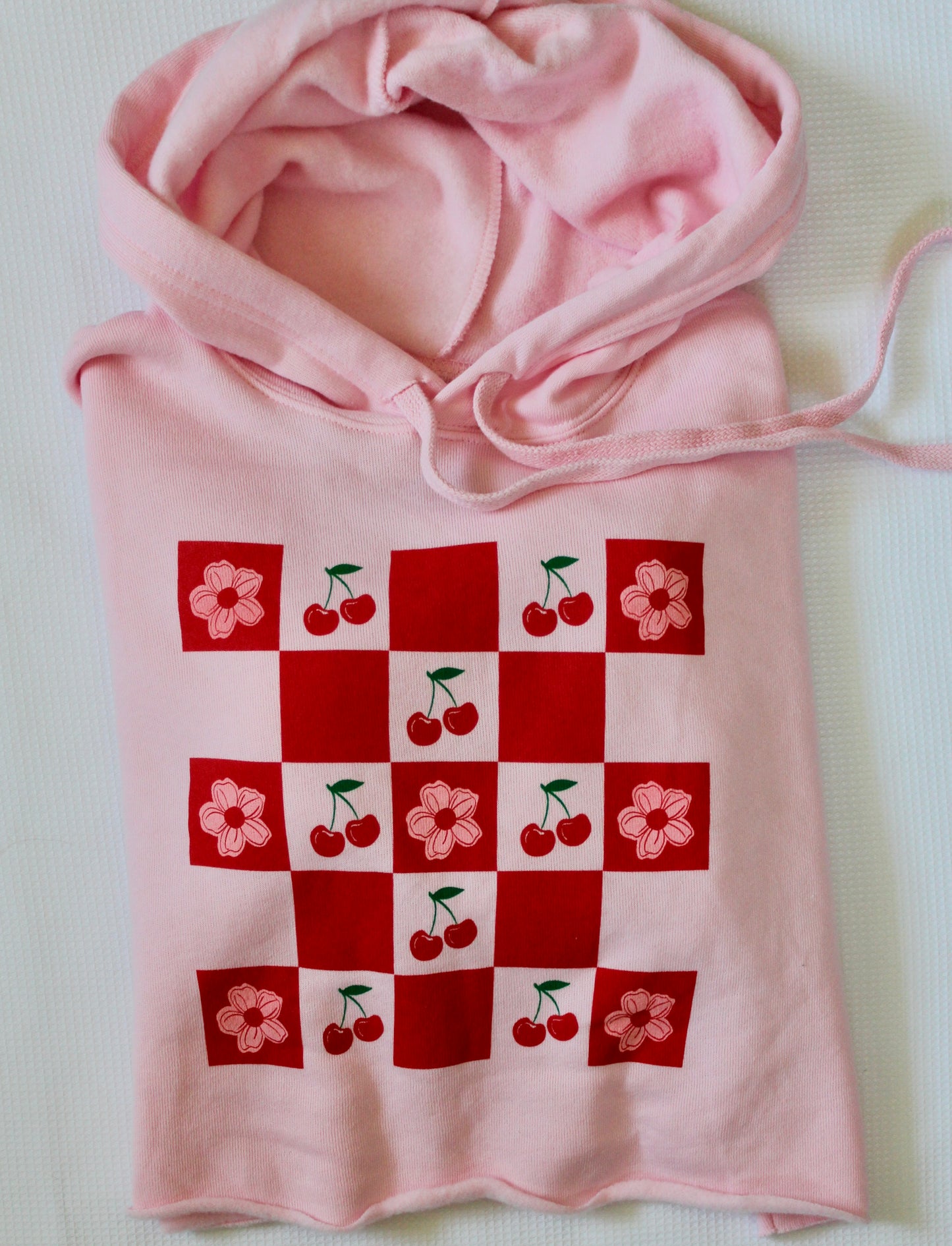 Cherry Picnic Cropped Hoodie