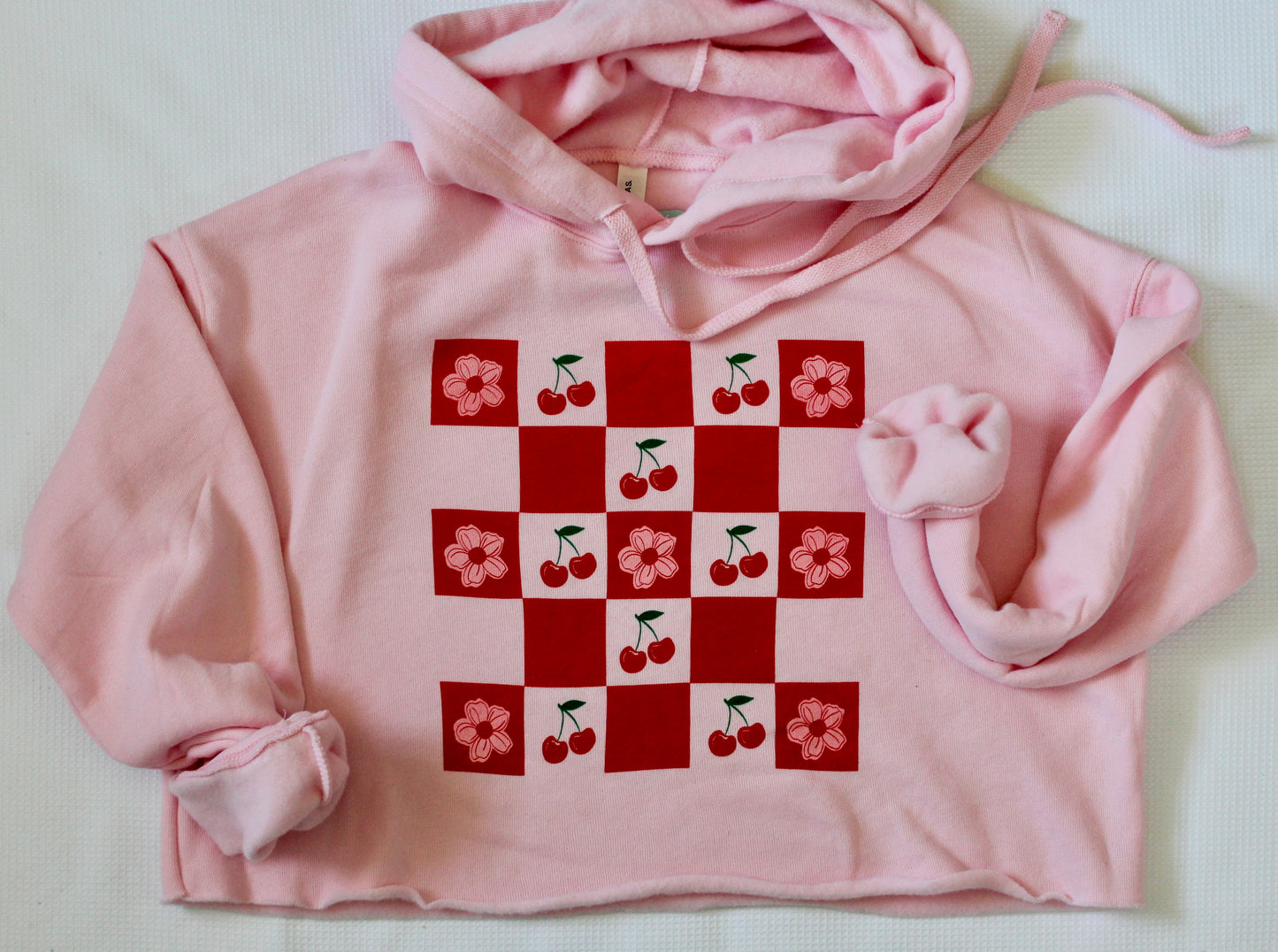 Cherry Picnic Cropped Hoodie