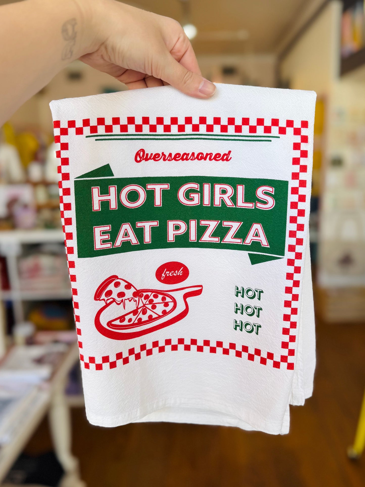 Hot Girls Eat Pizza Tea Towel