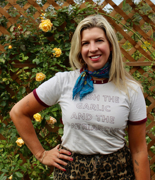 Smash the Garlic and the Patriarchy™ Ringer Tee