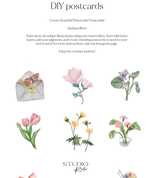 Paint Your Own Spring Postcard Set - StudioReta