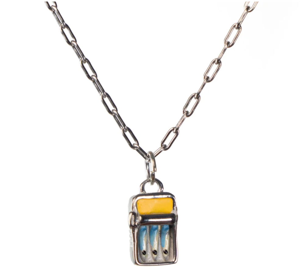 Tinned Fish Necklace Paperclip Chain Stainless Steel - Chelsea Makes
