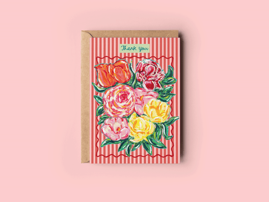 Bursting with Thanks Floral Bouquet Greeting Card