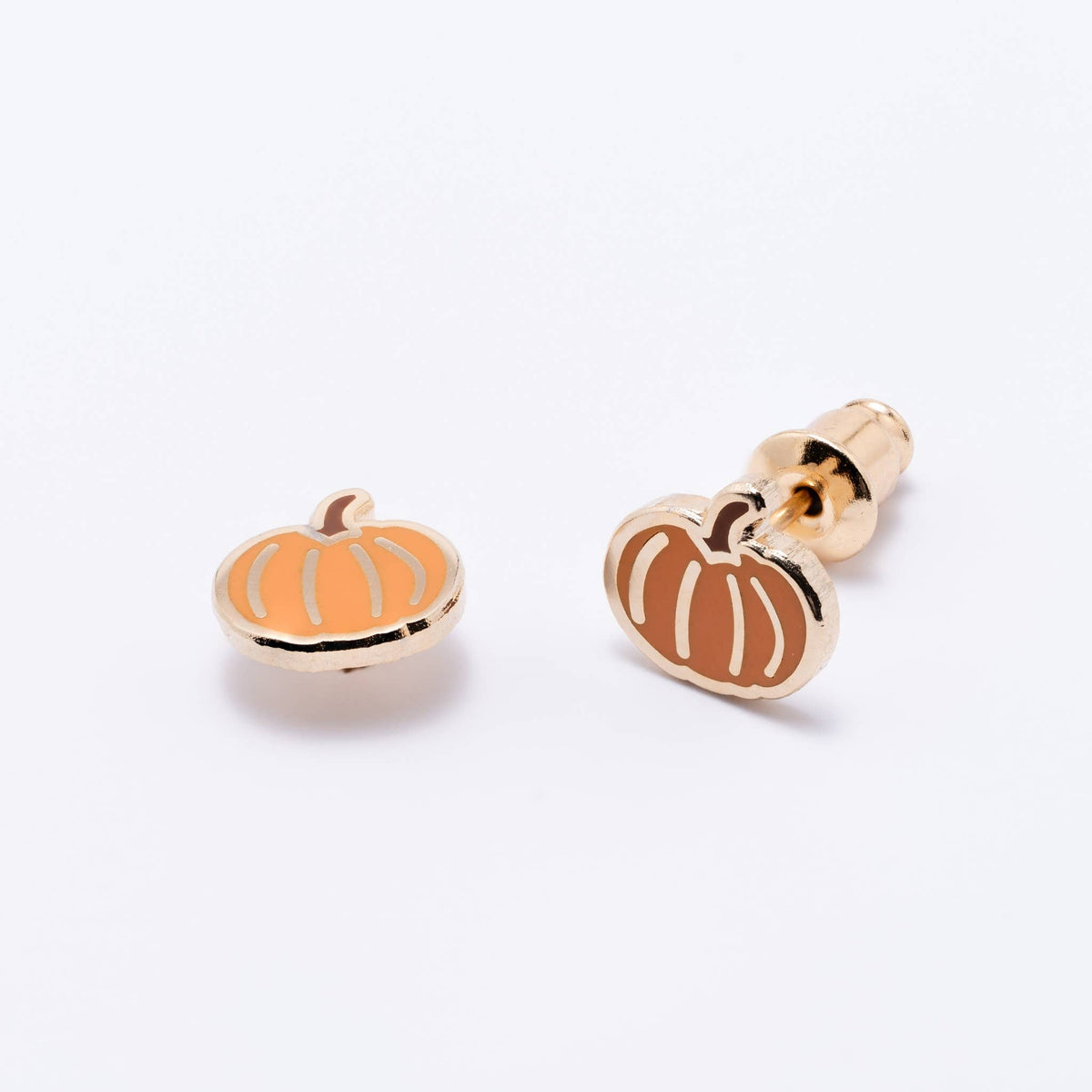 18k gold-plated Pumpkin Enamel Stud Earrings- Larissa Loden
