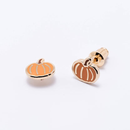 18k gold-plated Pumpkin Enamel Stud Earrings- Larissa Loden