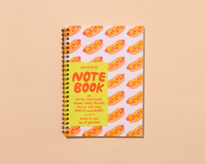 And Here We Are - Hot Dogs Letterpress Spiral Notebook