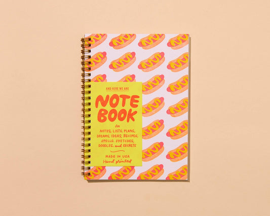 And Here We Are - Hot Dogs Letterpress Spiral Notebook