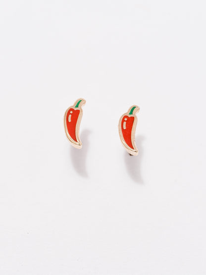 Hot Pepper Enamel Stud Earrings