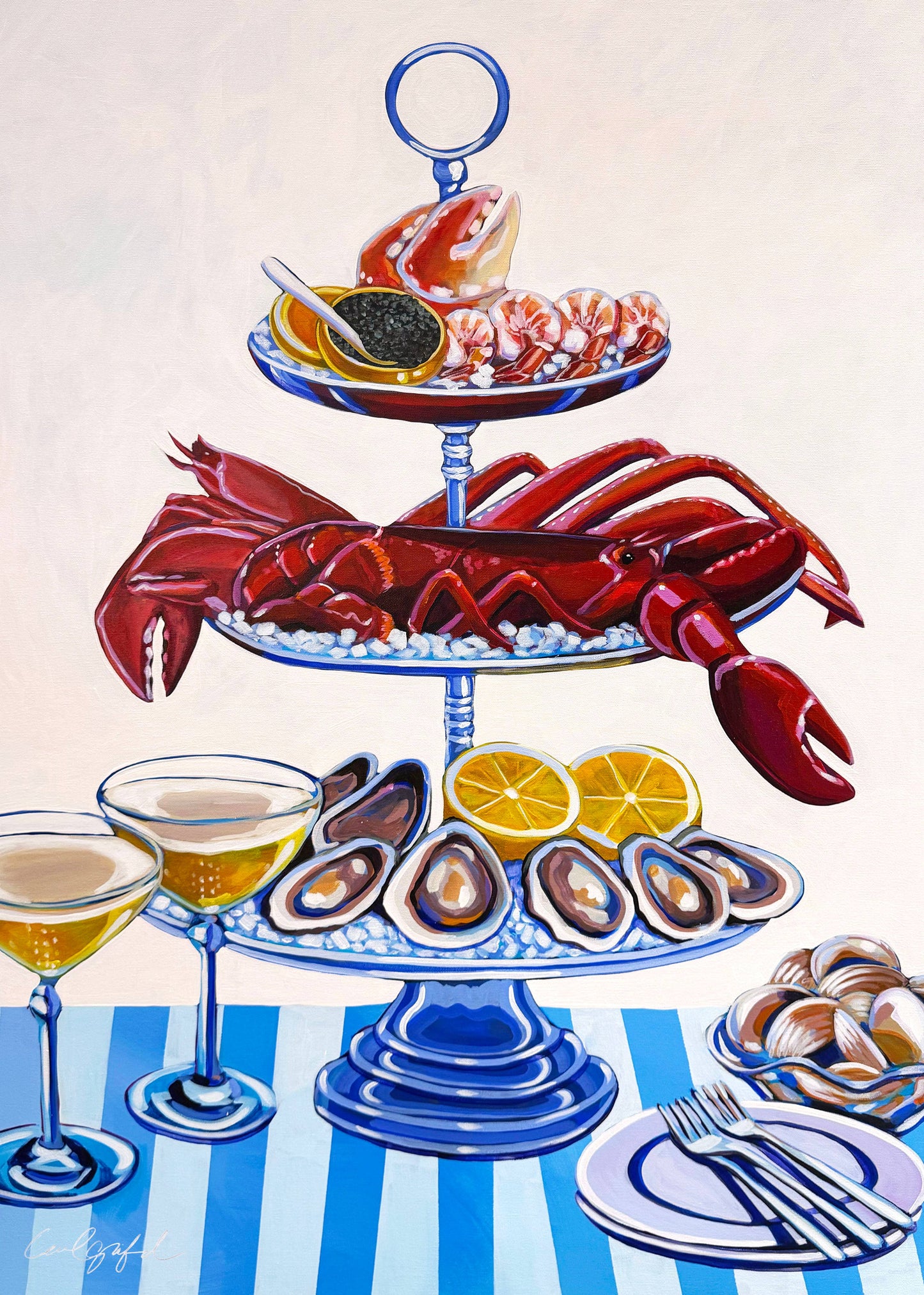Laurel Greenfield Art - Seafood Platter: 8x10