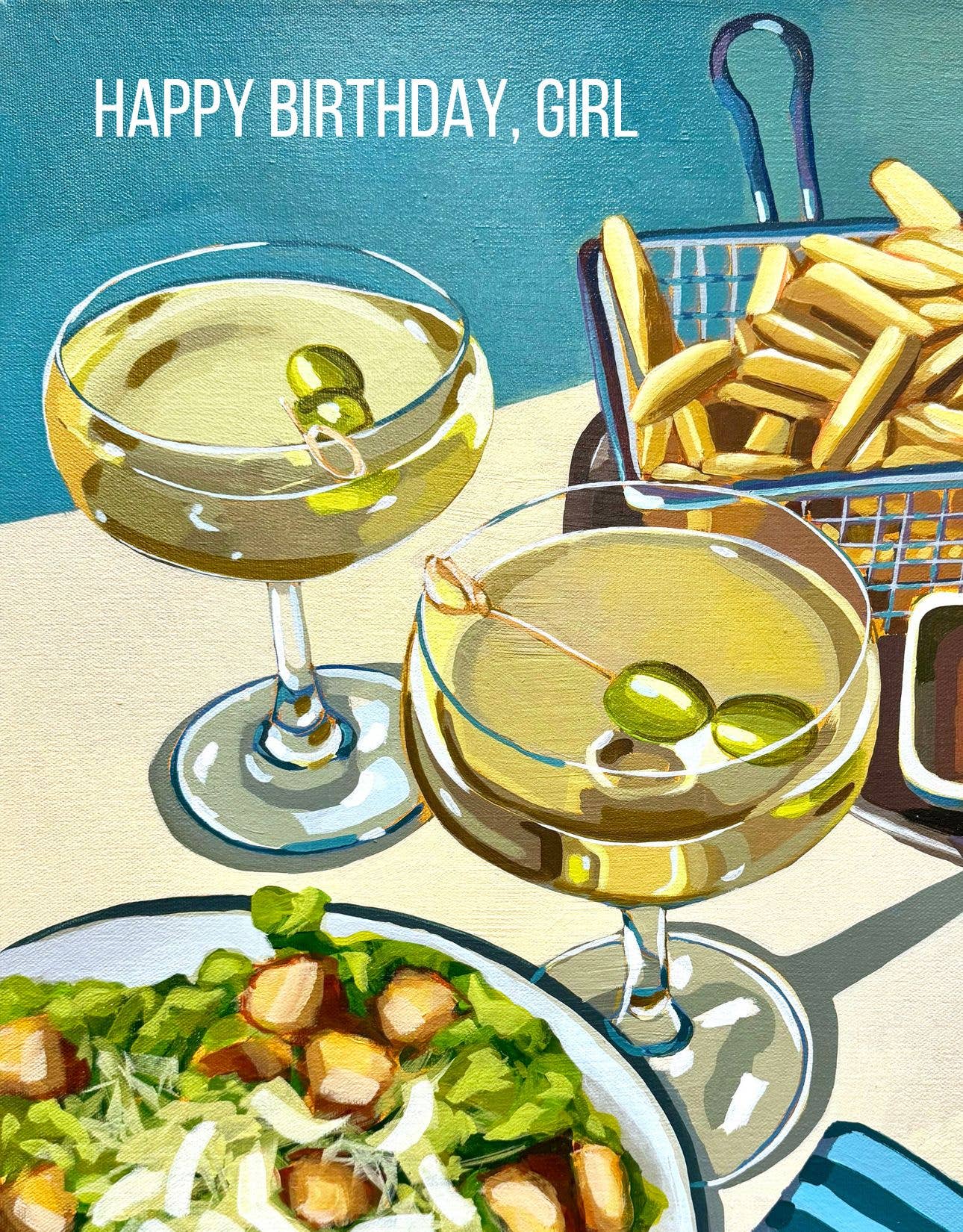 Happy Hour Girl Dinner Birthday Card