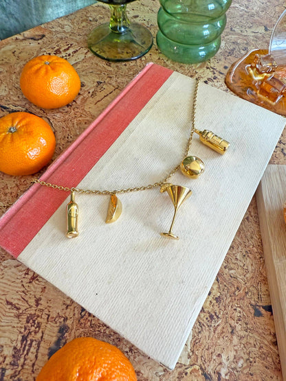 Martini Charm Necklace- Gold