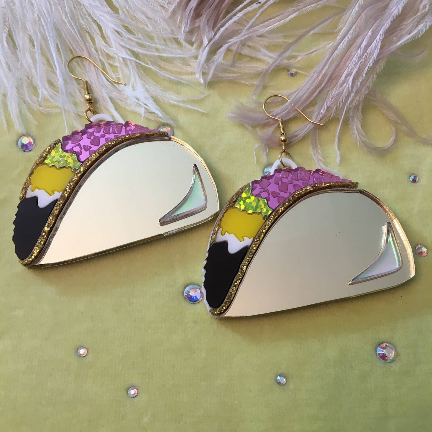 I'm Your Present - Taco Large Food Earrings, Laser Cut Acrylic, Plastic Jewelry