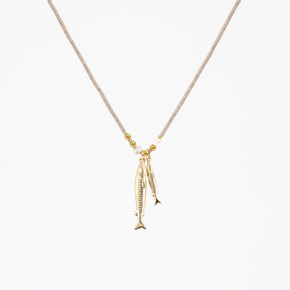 Iridescent Sardine and Pearl Necklace- Altiplano
