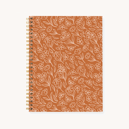 Floral 7x9 Hardcover Spiral Notebook