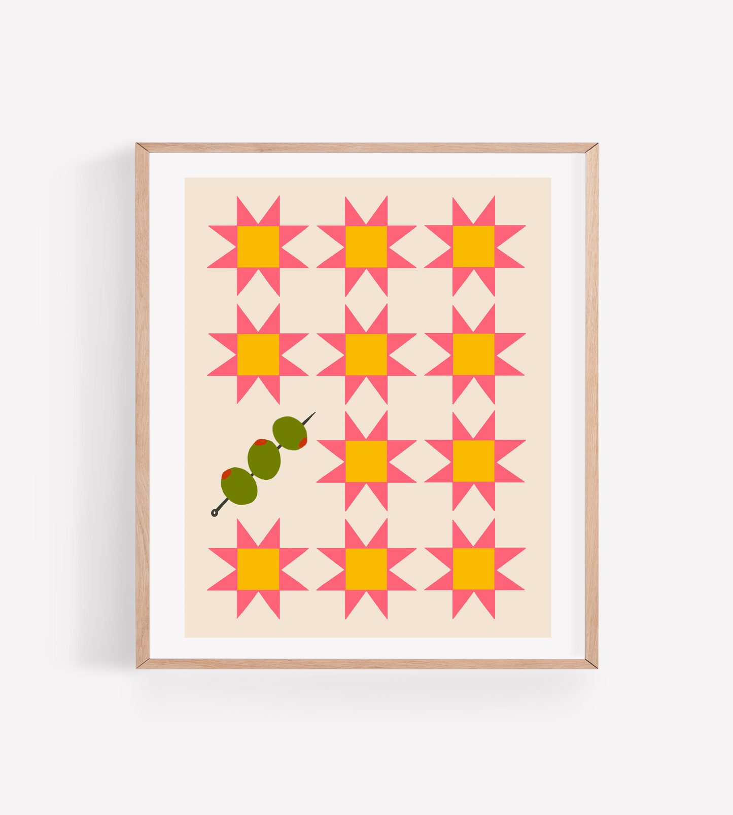 Sawtooth Quilt with Olives Art Print