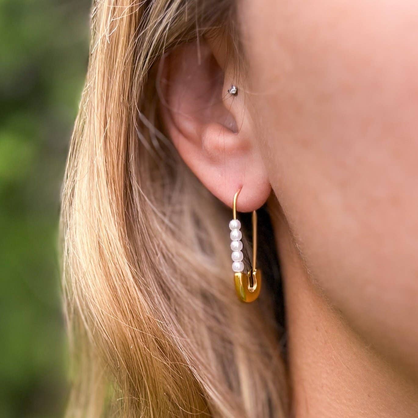 Natalie Clare Collections - Pearl Safety Pins Earrings