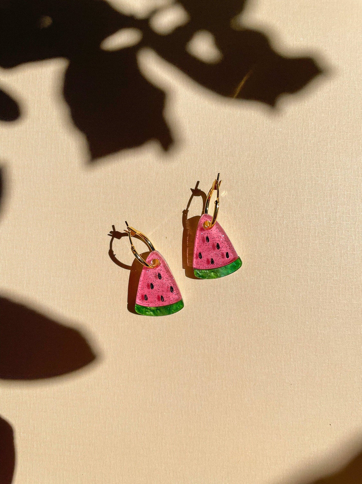 Mini Watermelon Dangle w/ Gold Hoops- Sunnie Creative