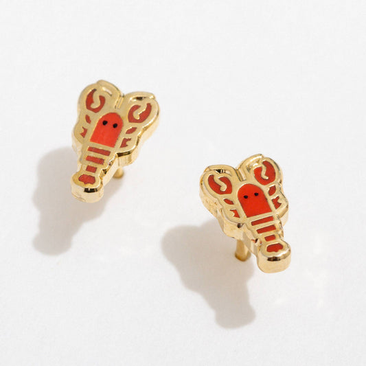 Lobster Enamel Stud Earrings