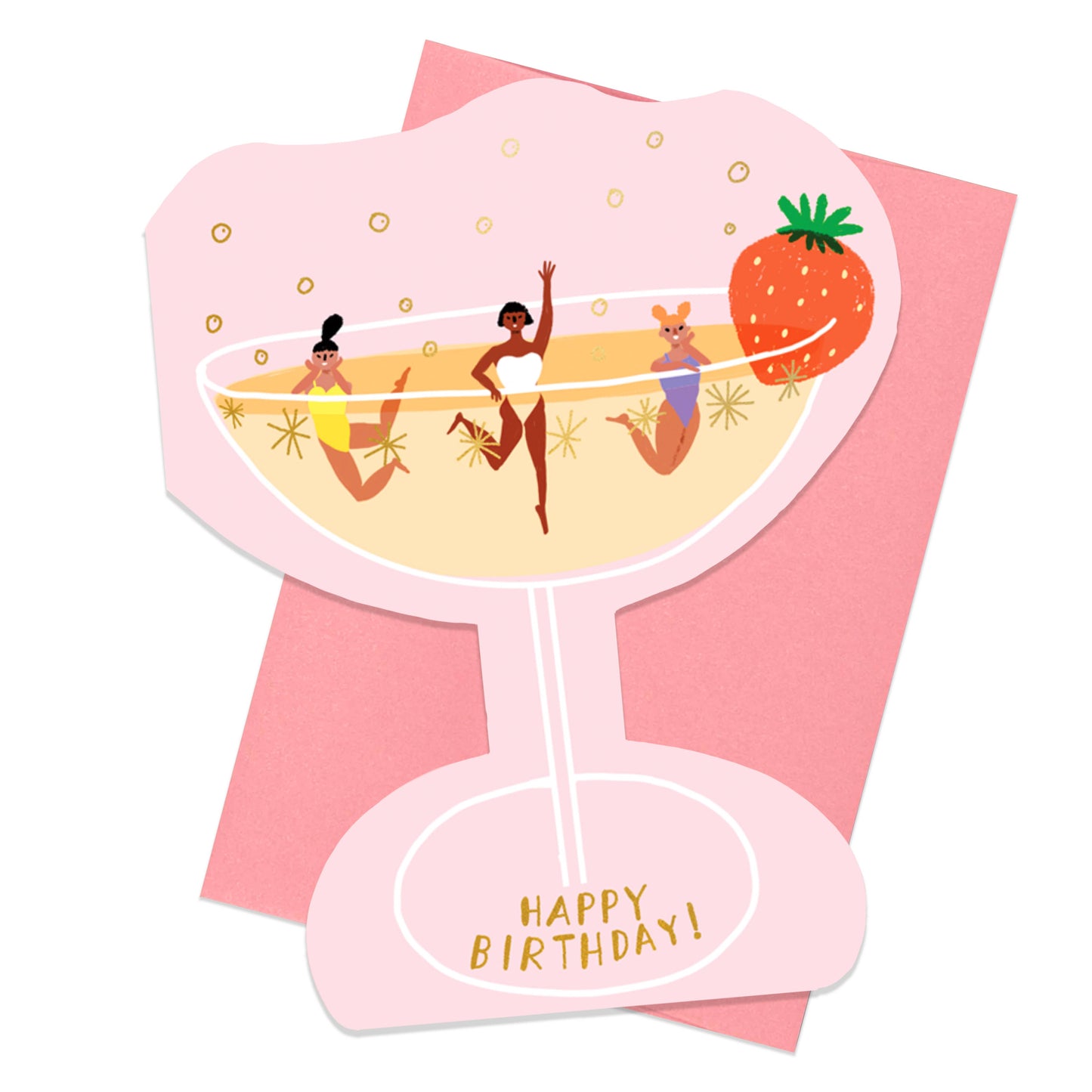CHAMPAGNE - Shaped Birthday Card - Carolyn Suzuki