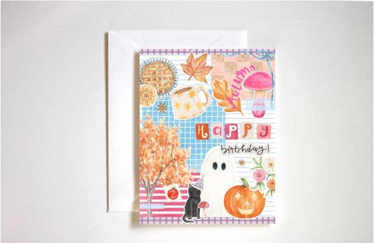 Autumn scrapbook fall birthday card