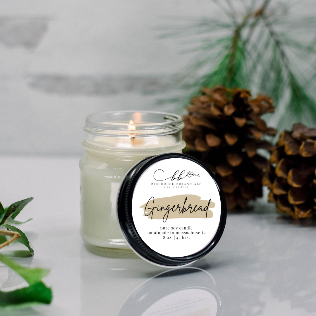 Gingerbread 8 oz. Soy Candle - Holiday, Christmas Gift