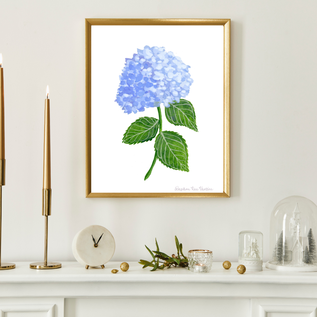 Blue Hydrangea Botanical Art Print