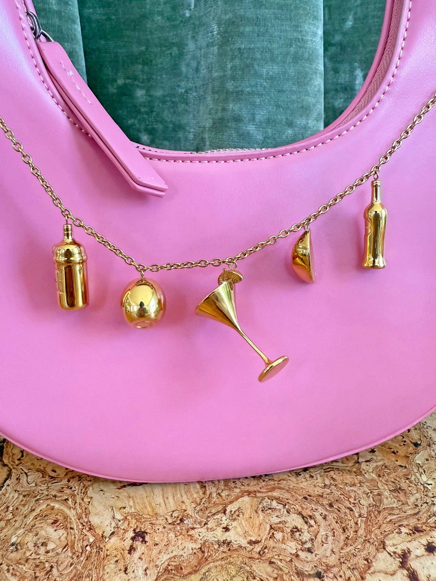 Martini Charm Necklace- Gold