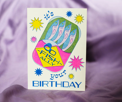 O-Fish-Ally Birthday Risograph Card