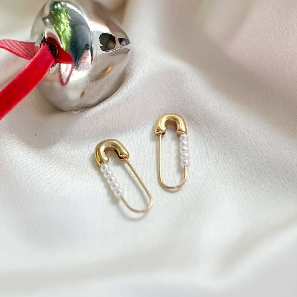 Natalie Clare Collections - Pearl Safety Pins Earrings