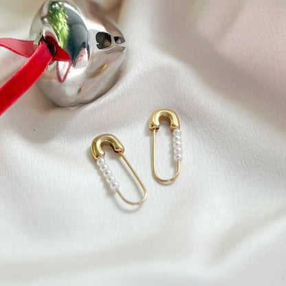 Natalie Clare Collections - Pearl Safety Pins Earrings