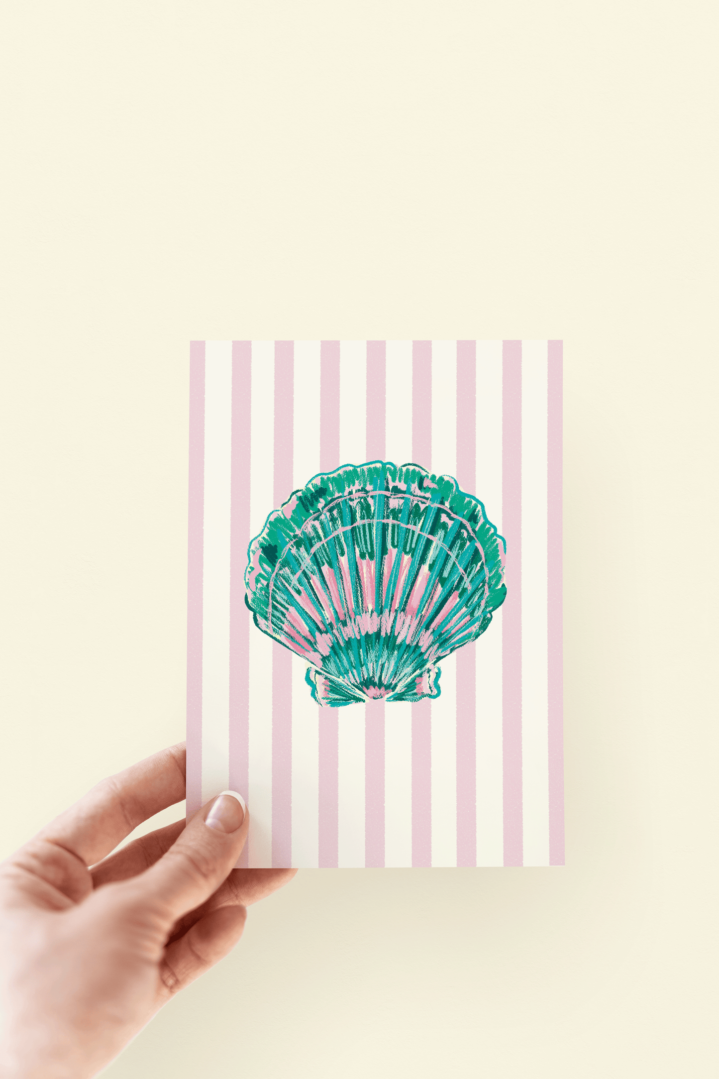 Colorful Seashell Striped Greeting Card