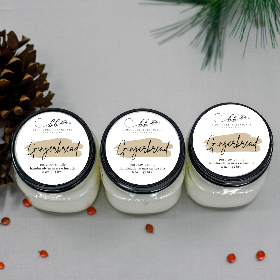 Gingerbread 8 oz. Soy Candle - Holiday, Christmas Gift