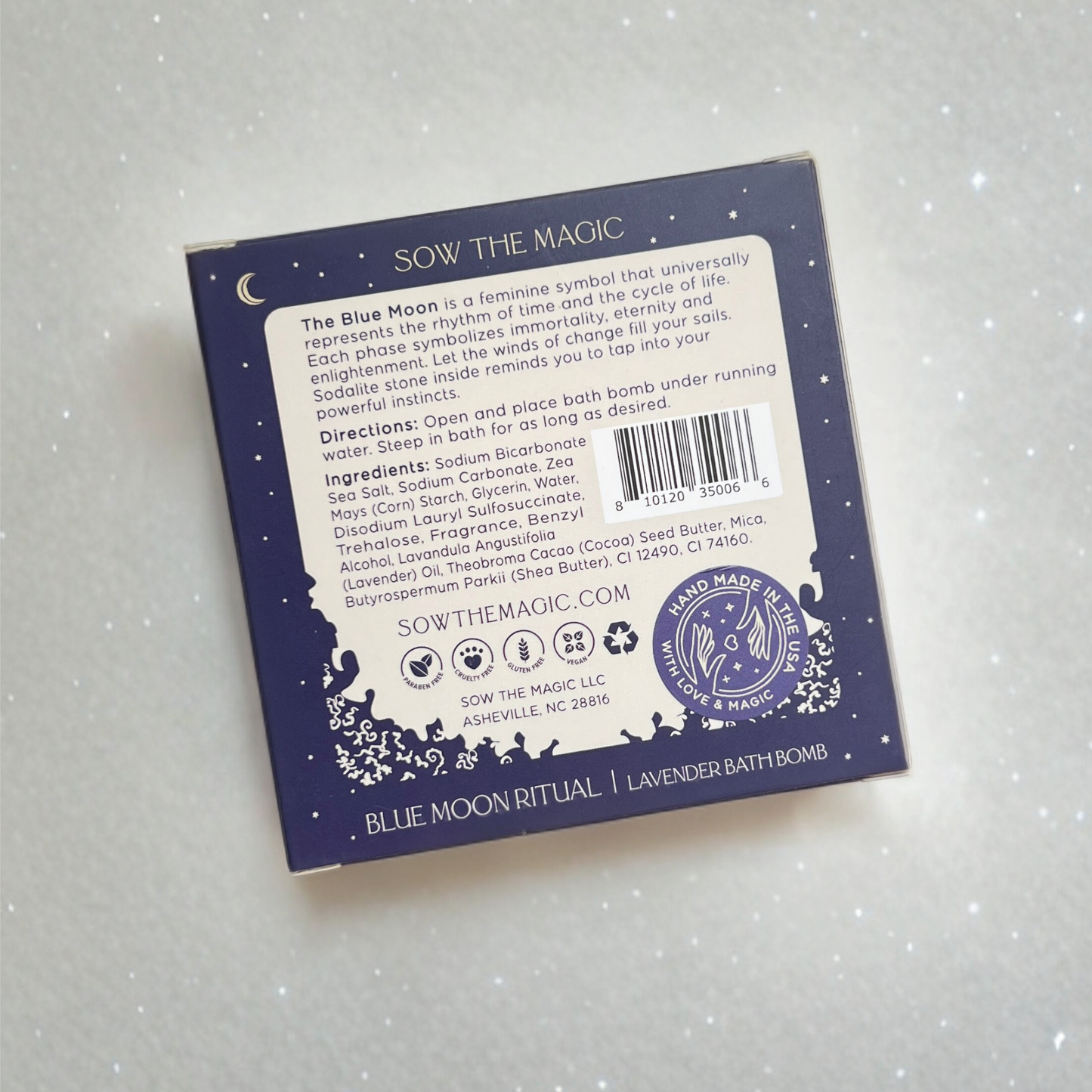 Sow the Magic Blue Moon Lavender Bath Bomb with Sodalite