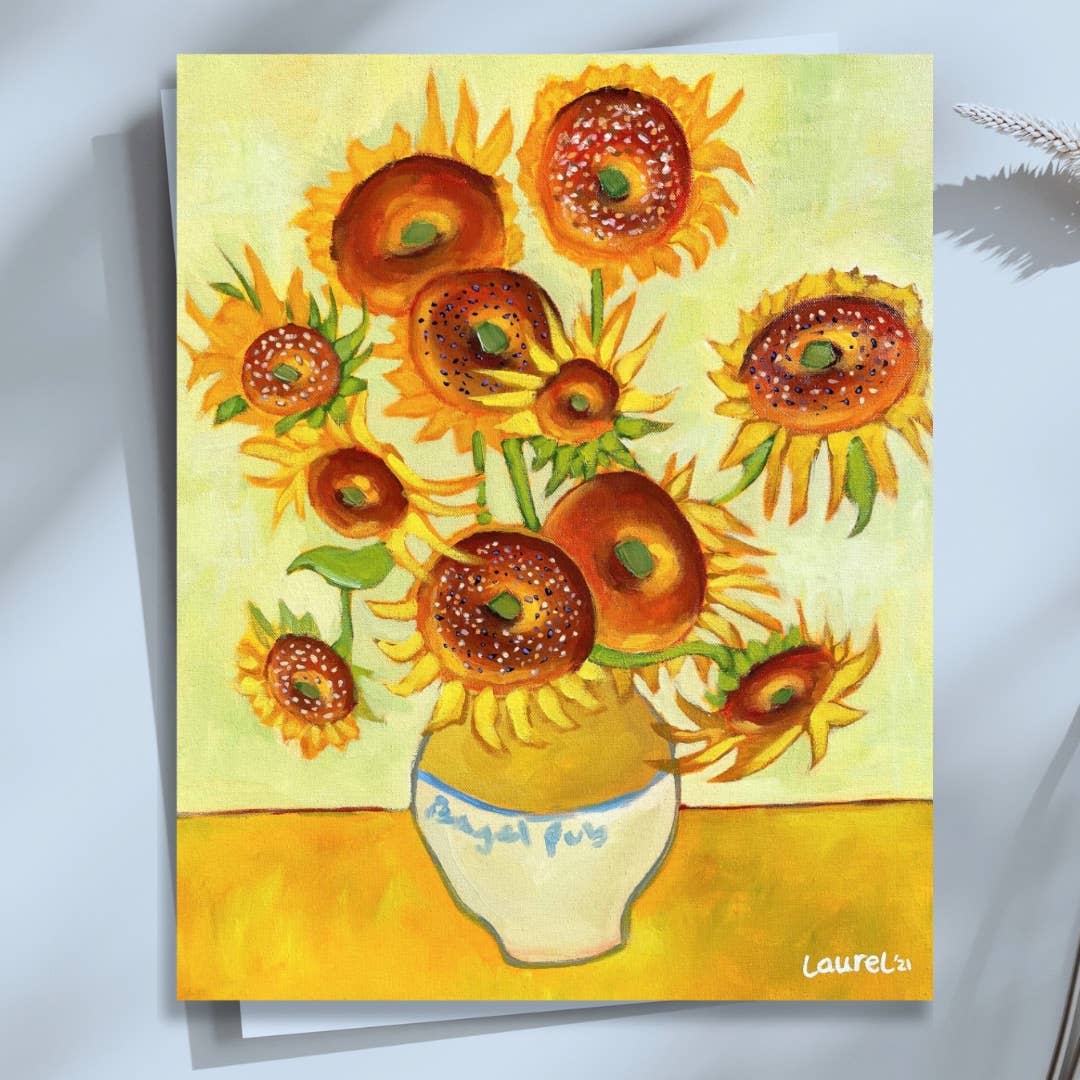 Van Gogh Sunflower Bagels Greeting Card- Laurel Greenfield Art