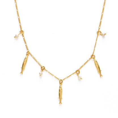 Tiny Fish and Pearl Necklace
