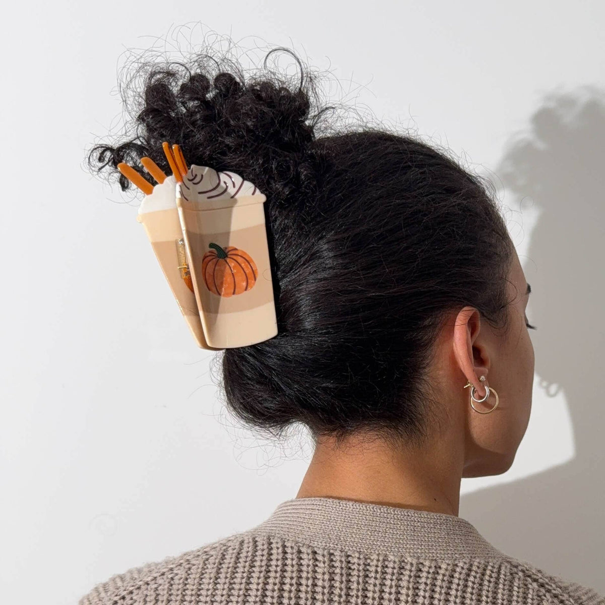 Large Pumpkin Spice Latte Hair Claw Clip- Jenny Lemons