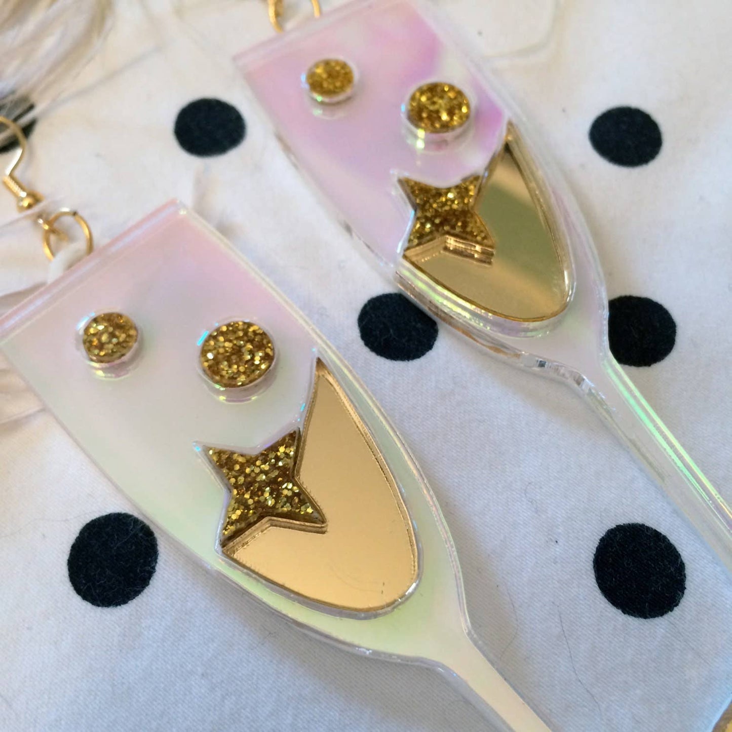 I'm Your Present - Champagne Flute Celebration Earrings, Laser Cut Acrylic, Plastic Jewelry