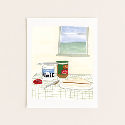 Fluffernutter Tablescape Art Print| Gouache and Ink: 8"x10"