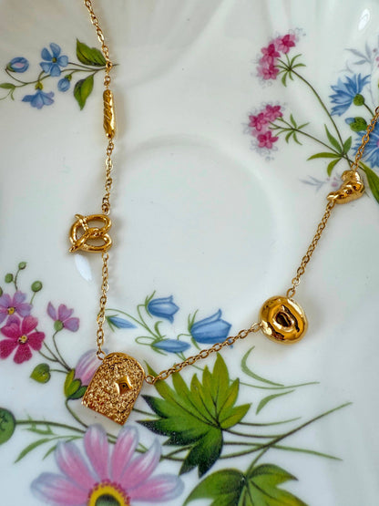 Bread Charm Necklace- Gold