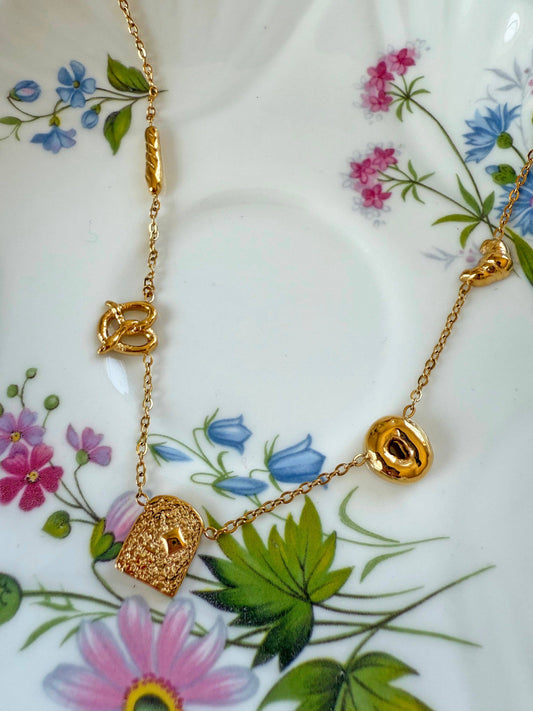Bread Charm Necklace- Gold