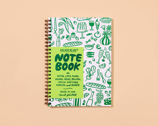 Letterpress Spiral Notebook—Dinner Party