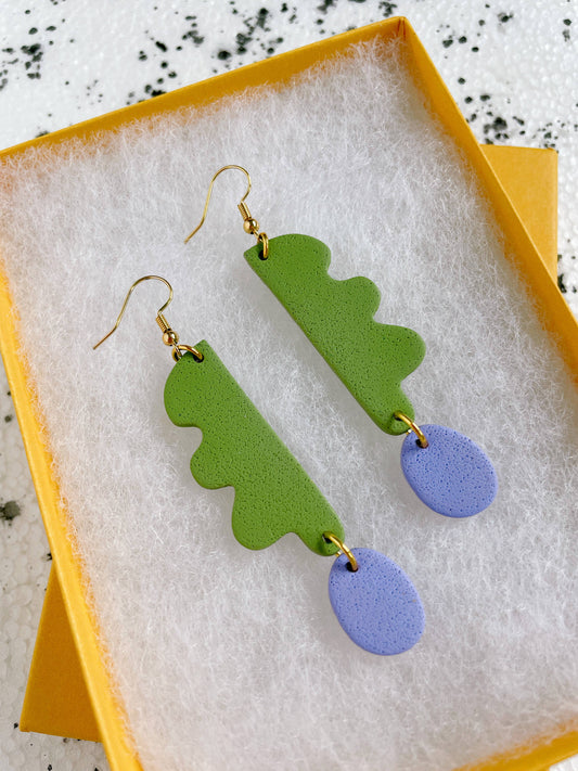 Sage Wavy Days Earrings- Lemon Lee Studio