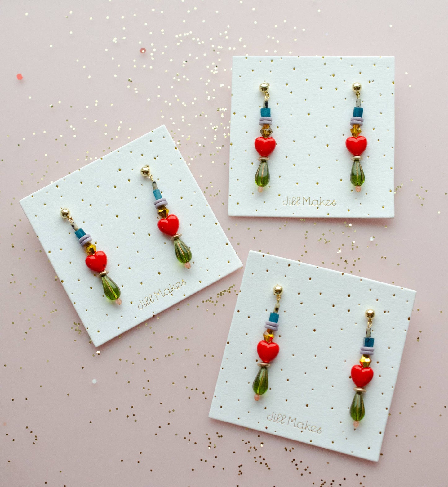 Jill Makes - Beaded Heart Statement Earrings