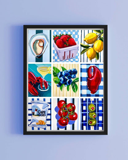 East Coast Summer Collage Art Print: 8x10