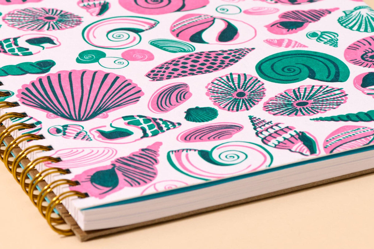 Letterpress A5 Spiral Notebook (Lined)—Seashells