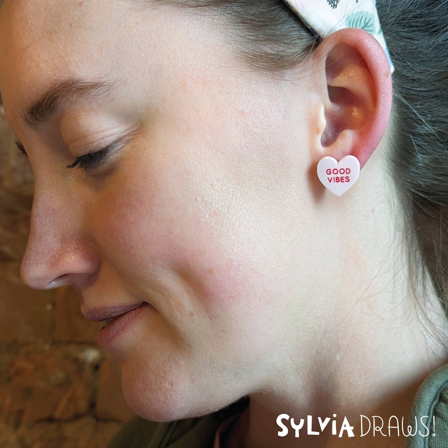 Sylvia Draws - Sweet Talk Candy Heart Stud Earrings: Positivity Pals